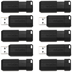 Microban 64GB PinStripe USB Flash Drive - Business 10pk - Black