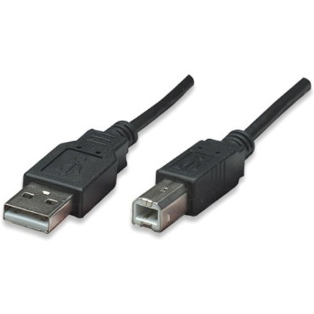 Manhattan USB-A to USB-B Cable, 0.5m, Male to Male, 480 Mbps (USB 2.0), USB2HAB50CM, Hi-Speed USB, Black, Lifetime Warranty, Polybag