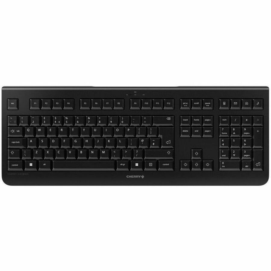 CHERRY KW 3000 Keyboard - Wireless Connectivity - USB 2.0 Type A Interface - English (UK) - QWERTY Layout - Black