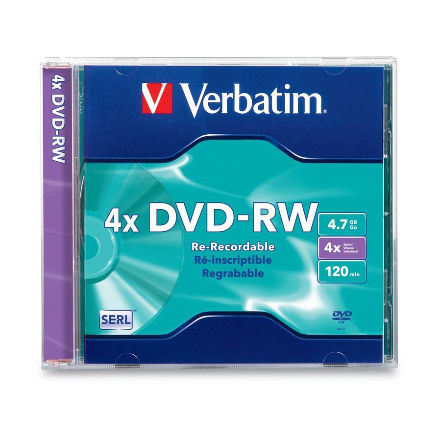 Verbatim DVD-RW 4.7GB 4X with Branded Surface - 1pk Slim Case