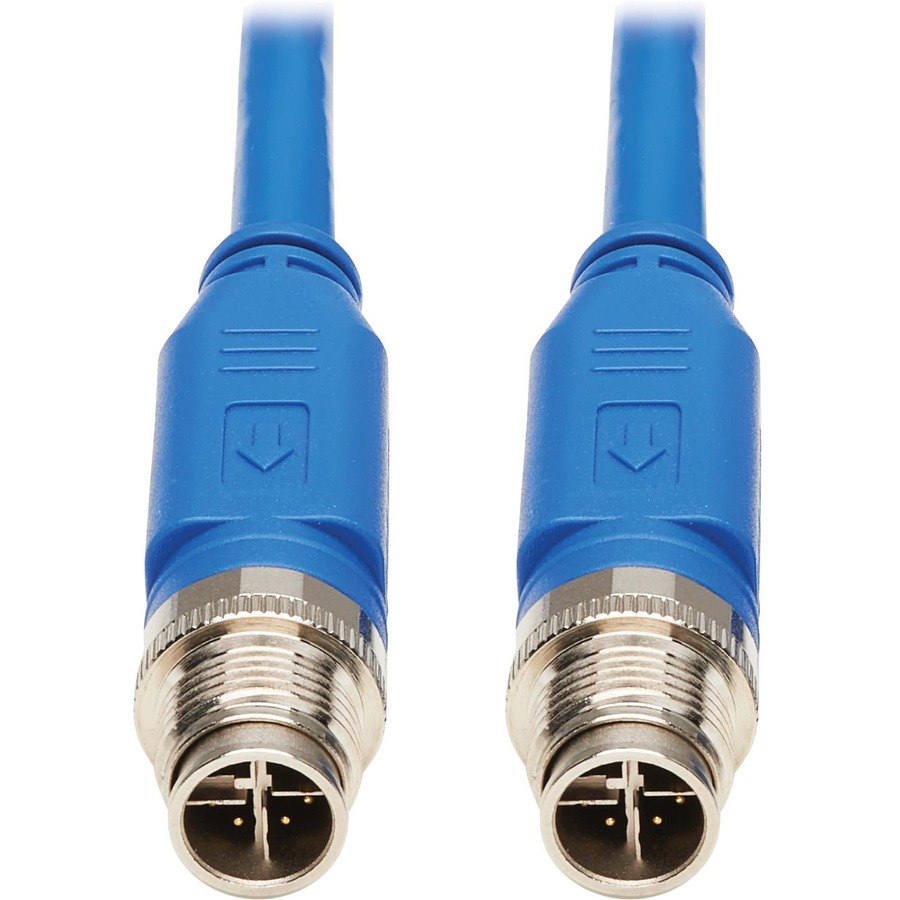 Eaton Tripp Lite Series M12 X-Code Cat6 1G UTP CMR-LP Ethernet Cable (M/M), IP68, PoE, Blue, 2 m (6.6 ft.)