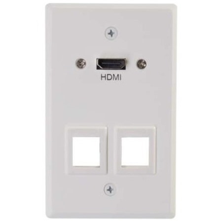 C2G HDMI Pass Through Single Gang Wall Plate with Two Keystones - White
