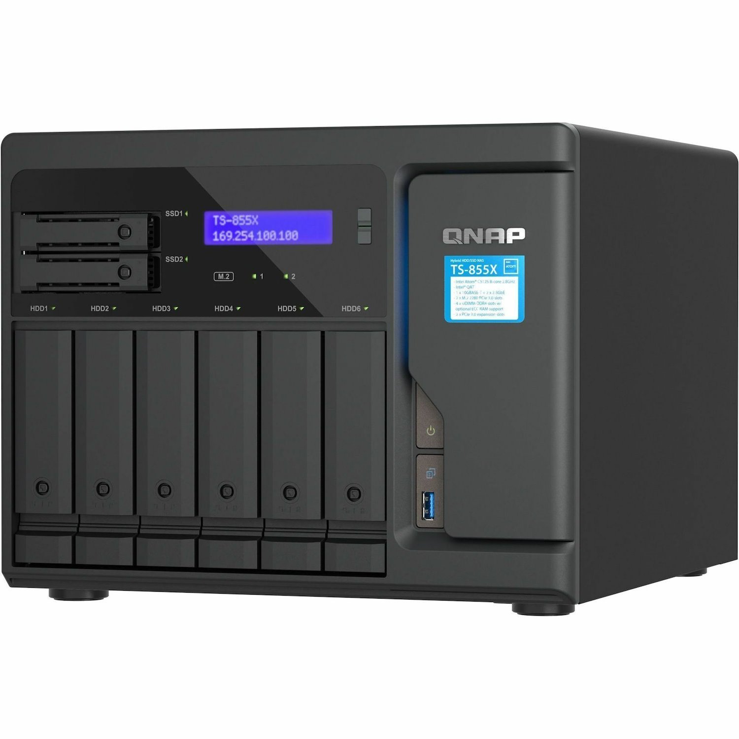 QNAP TS-855X-8G 8 x Total Bays SAN/NAS Storage System - 5 GB Flash Memory Capacity - Intel Atom C5125 Octa-core (8 Core) 2.80 GHz - 8 GB RAM - DDR4 SDRAM - 2U Rack-mountable