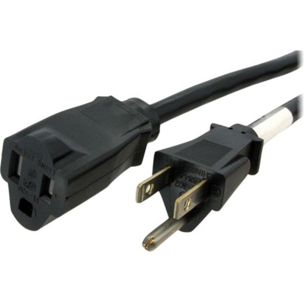 StarTech.com 20ft (6m) Power Extension Cord, NEMA5-15R to NEMA5-15P Black Extension Cord, 13A 125V, 16AWG, Computer Power Extension Cable