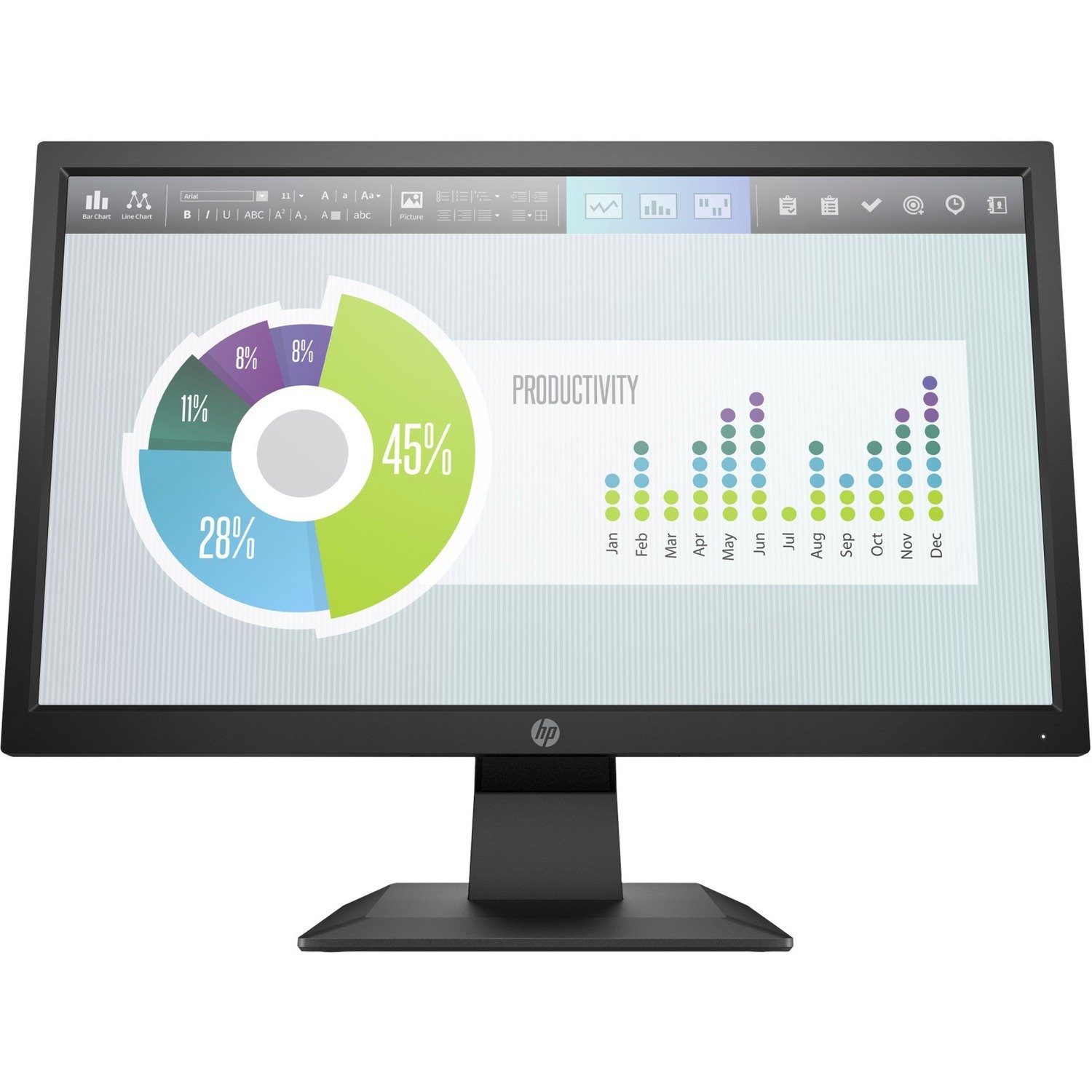 HP P204v 20" Class HD+ LCD Monitor - 16:9 - Black