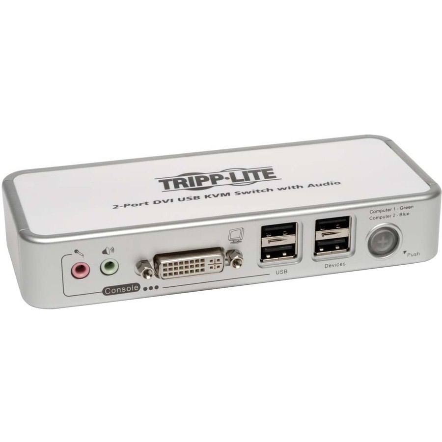 Tripp Lite by Eaton 2-Port Compact DVI / USB KVM Switch w/ Audio and Cable Kit
