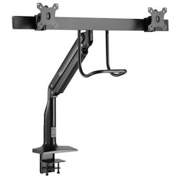 Tripp Lite by Eaton Safe-IT Precision-Placement Dual-Display Desk Clamp or Grommet with Antimicrobial Tape for 17" to 35" Displays, USB Ports