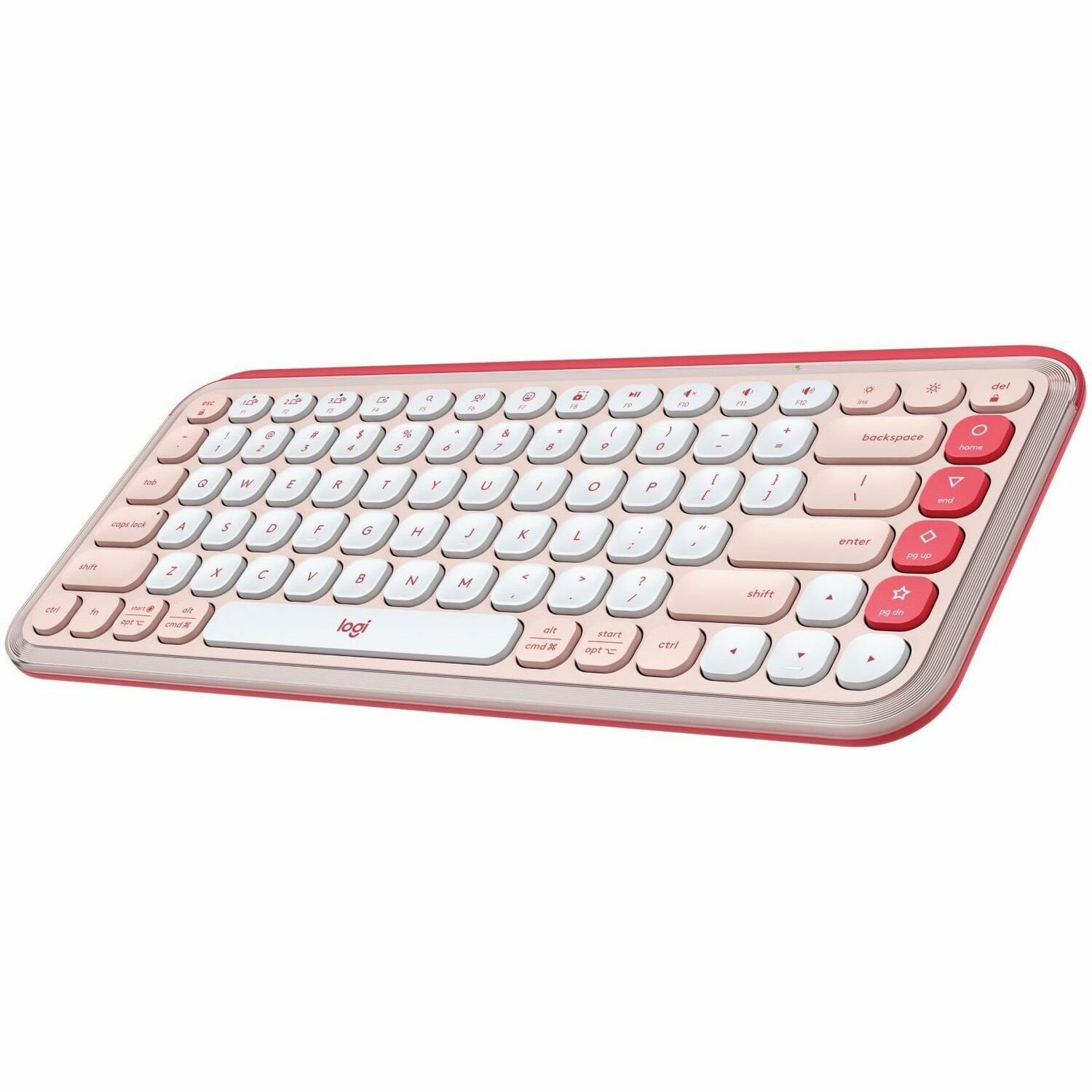 Logitech POP ICON KEYS Wireless Bluetooth Keyboard, Comfortable Typing, Programmable Keys, Easy-Switch Between up to 3 Devices (Rose & Off-white)