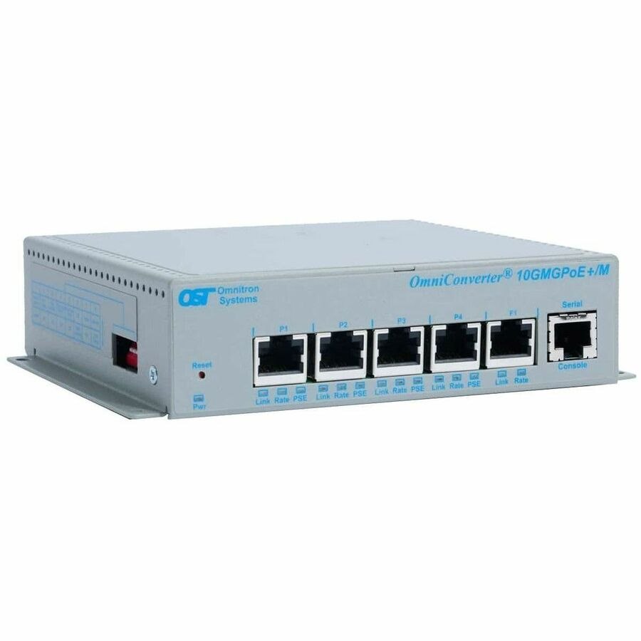 Omnitron Systems OmniConverter 10GMGPoE+/M, 1x RJ-45, 4x RJ-45 PoE/PSE, 5 Year Warranty