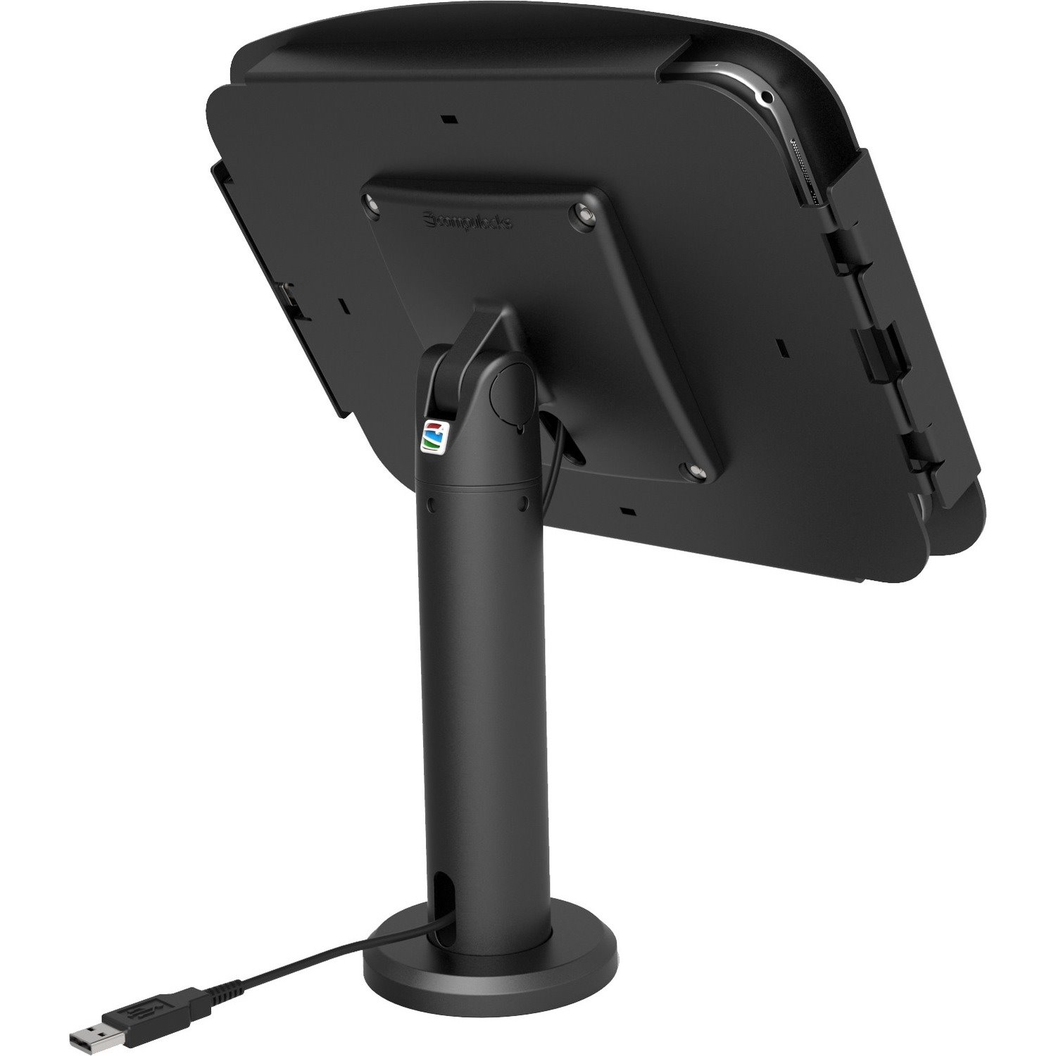 RISE for iPad 2/3/4/ AIR 1 & Air 2. The New Kiosk Stand with Vesa Mount Flip&Swivel with Cable Management - 20 cm height Black