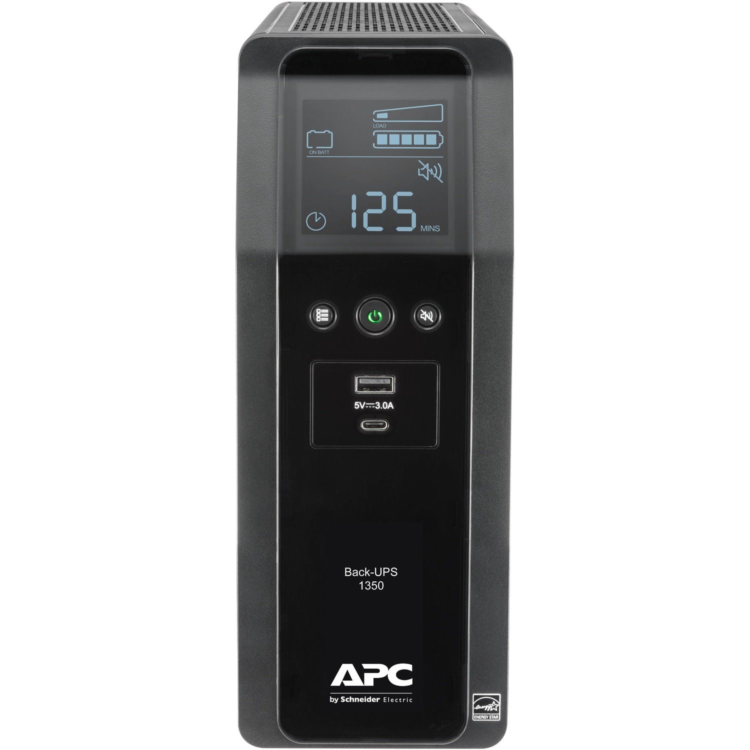 APC Back-UPS Pro 1350VA, 120V, AVR, LCD, 2 USB charging ports, 10 NEMA outlets (4 surge)