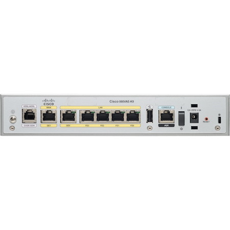 Cisco 867VAE Wi-Fi 4 IEEE 802.11n ADSL2+ Modem/Wireless Router - Refurbished