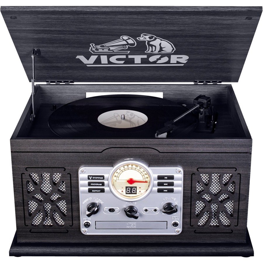 VICTOR State 7-in-1 Three Speed Turntable with Dual Bluetooth - Graphite