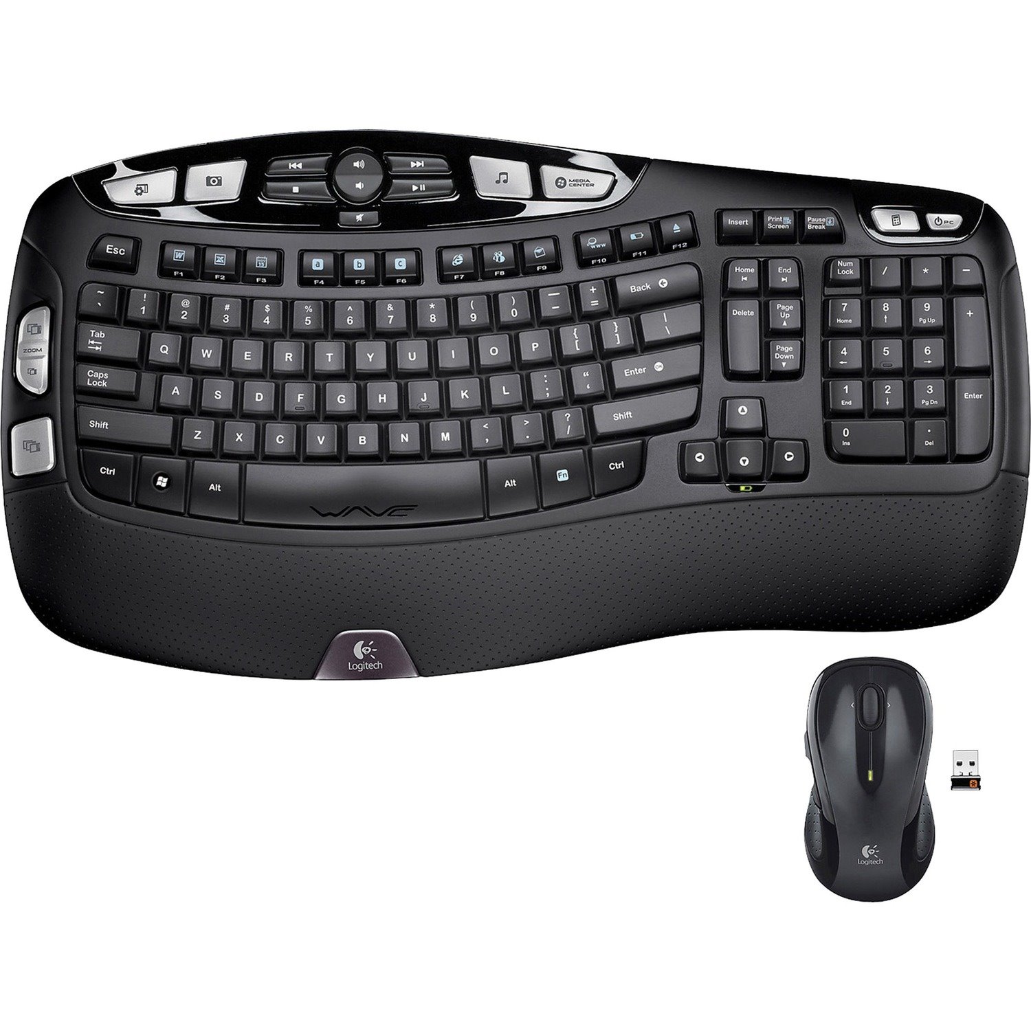 Logitech MK550 Wireless Wave Keyboard and Mouse Combo, Ergonomic Wave Design, Black