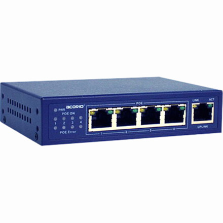 4XEM 4-Port PoE+(Plus) 25.5Watt 10/100Mbps Ethernet Switch 1.0 Gbps bandwidth 744K packet forward rate