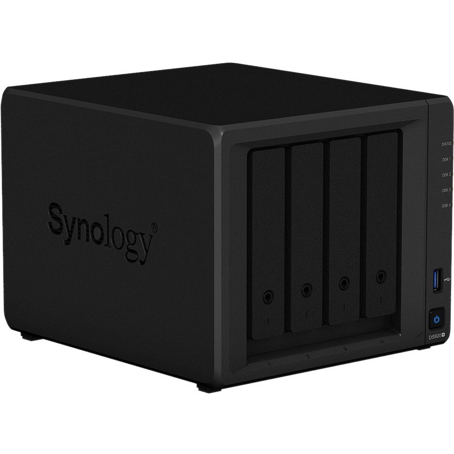 Synology DiskStation DS920+ 4 x Total Bays SAN/NAS Storage System - Intel Celeron J4125 Quad-core (4 Core) 2 GHz - 4 GB RAM - DDR4 SDRAM Desktop