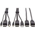 Tripp Lite by Eaton Dual DisplayPort KVM Cable Kit - DP USB 3.5 mm Audio (3xM/3xM) + DP (M/M) 4K 4:4:4 10 ft. (3.05 m) Black