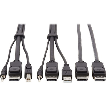Tripp Lite by Eaton Dual DisplayPort KVM Cable Kit - DP, USB, 3.5 mm Audio (3xM/3xM) + DP (M/M), 4K, 4:4:4, 10 ft. (3.05 m), Black