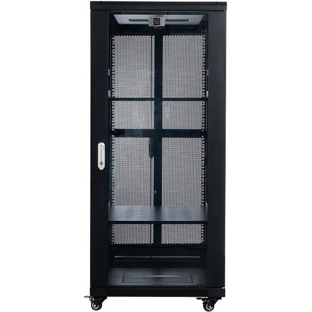 Serveredge 27U Floor Standing Rack Cabinet for Server, A/V Equipment - Black