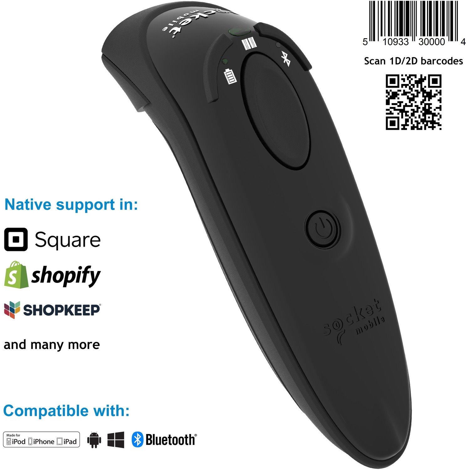 Socket Mobile DuraScan&reg; D760, Ultimate Barcode Scanner, DotCode & Travel ID Reader, Black