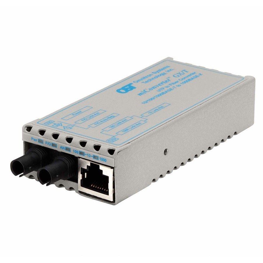 miConverter 10/100/1000 Gigabit Ethernet Fiber Media Converter RJ45 ST Multimode 550m Wide Temp