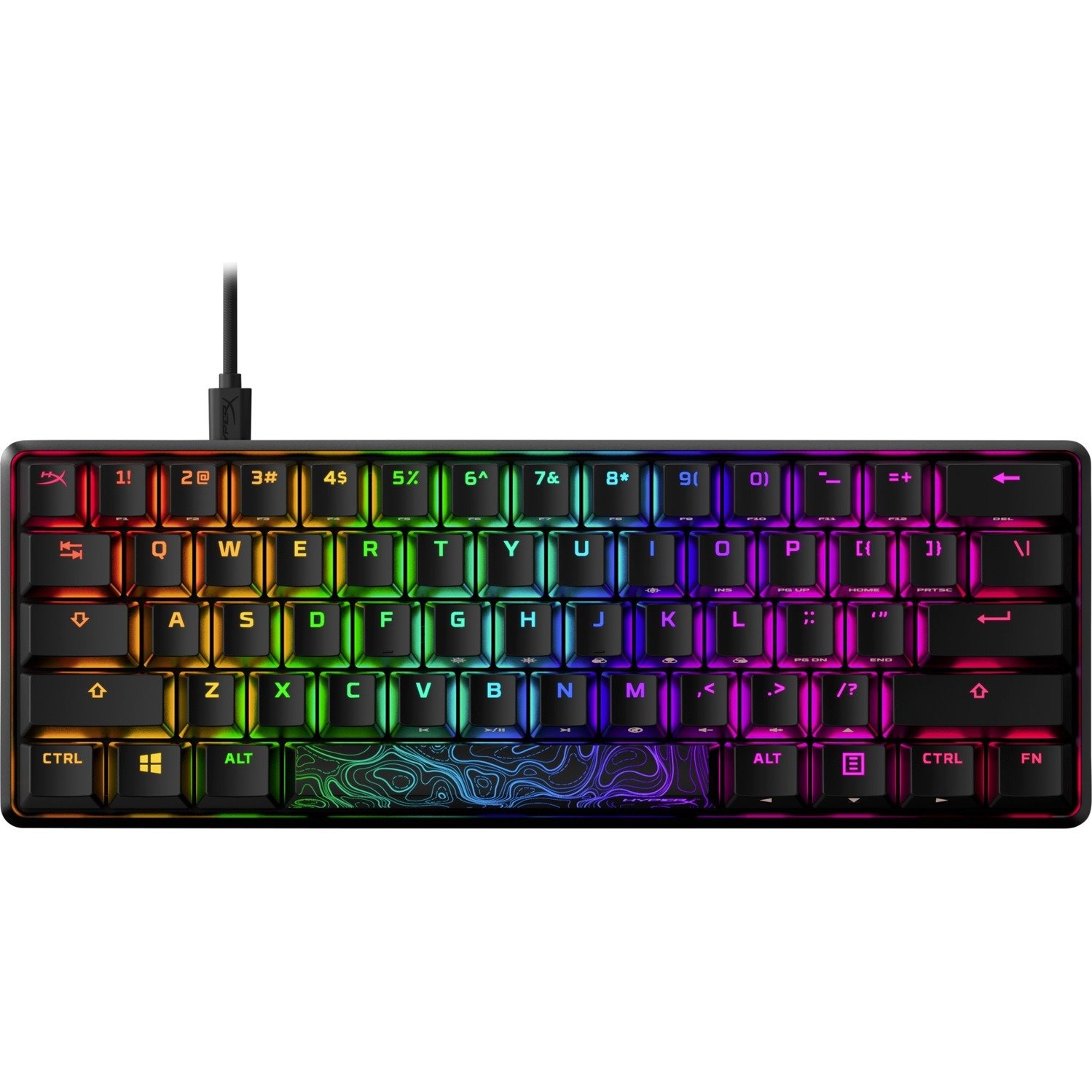 HyperX Alloy Origins 60 Rugged Gaming Keyboard - Cable Connectivity - USB Type C Interface - RGB LED - English (US) - Black