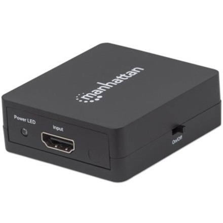 Manhattan HDMI Splitter 2-Port , 1080p, Black, Displays output from x1 HDMI source to x2 HD displays (same output to both displays), USB-A Powered (cable included, 0.7m), Three Year Warranty, Retail Box