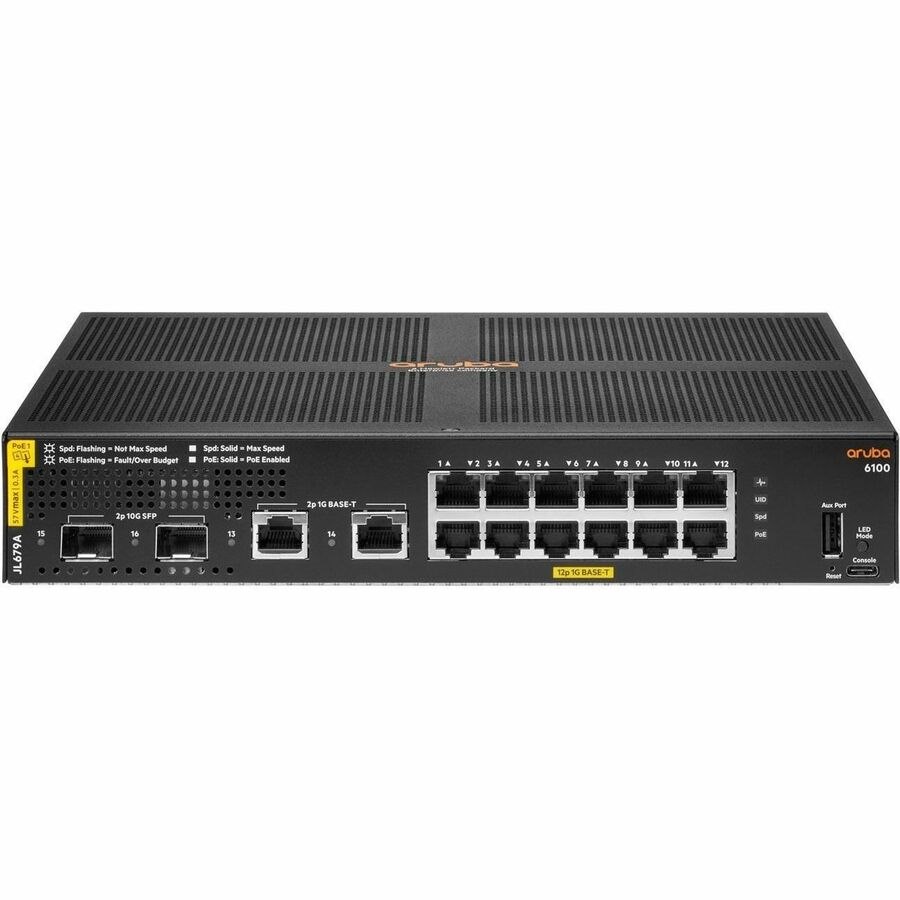 HPE CX 6100 12.0 Ports Manageable Ethernet Switch - Gigabit Ethernet, 10 Gigabit Ethernet - 10/100/1000Base-T, 10GBase-X, 1000Base-X