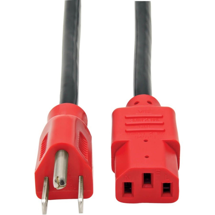 Tripp Lite by Eaton Desktop Computer AC Power Cable, NEMA 5-15P to C13 - 10A, 125V, 18 AWG, 4 ft. (1.22 m), Red Plugs