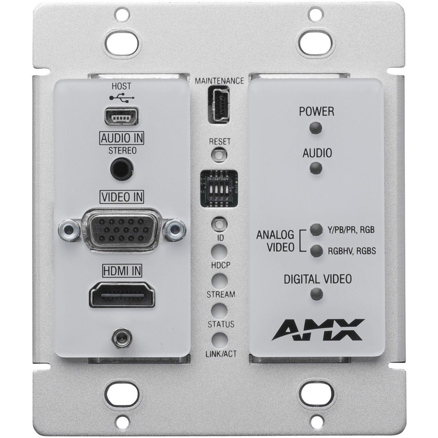 AMX N2300 Series 4K UHD Video Over IP Decor Style Wallplate Encoder with KVM, PoE
