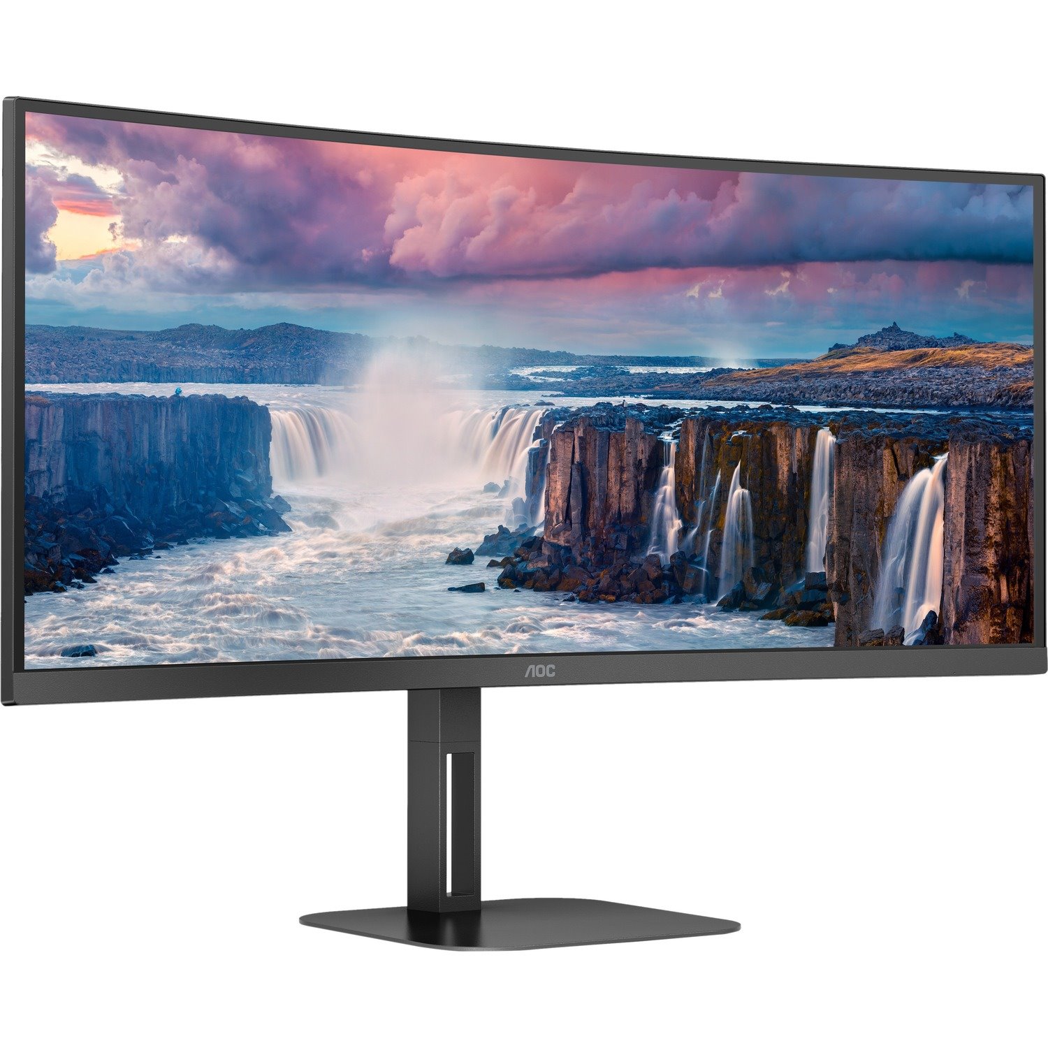 AOC CU34V5C 34" Class UW-QHD Curved Screen LCD Monitor - 21:9 - Matte Black