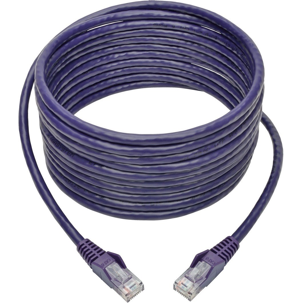 Eaton Tripp Lite Series Cat6 Gigabit Snagless Molded (UTP) Ethernet Cable (RJ45 M/M), PoE, Purple, 15 ft. (4.57 m)