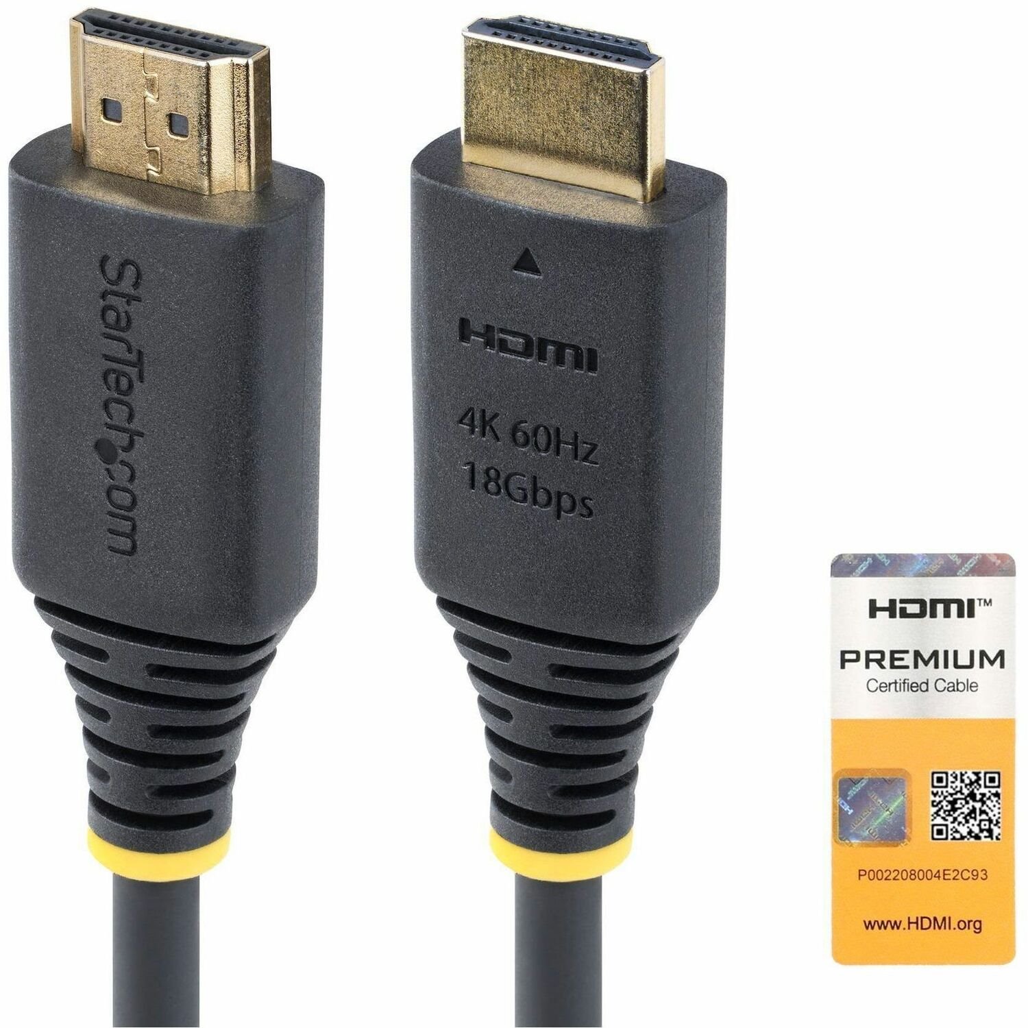 StarTech.com 15ft (4.5m) Premium Certified High Speed HDMI Cable, 4K 60Hz/1440p 144Hz, 18Gbps, UHD HDMI 2.0 Cord, TPE Jacket