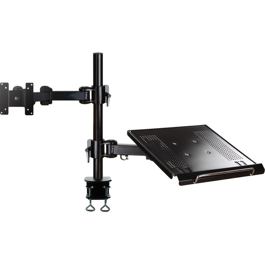 Newstar Full Motion and Desk Mount (clamp) for 10-27" Monitor Screen AND Laptop, Height Adjustable - Black