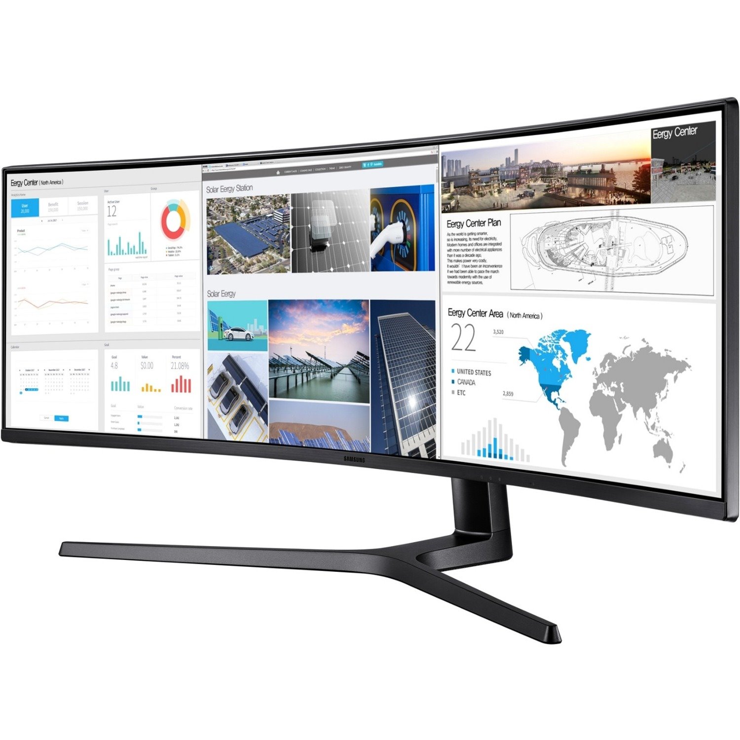Samsung C49J89 49" Class Double Full HD (DFHD) Curved Screen LCD Monitor - 32:9 - Charcoal Black Hairline, Titanium