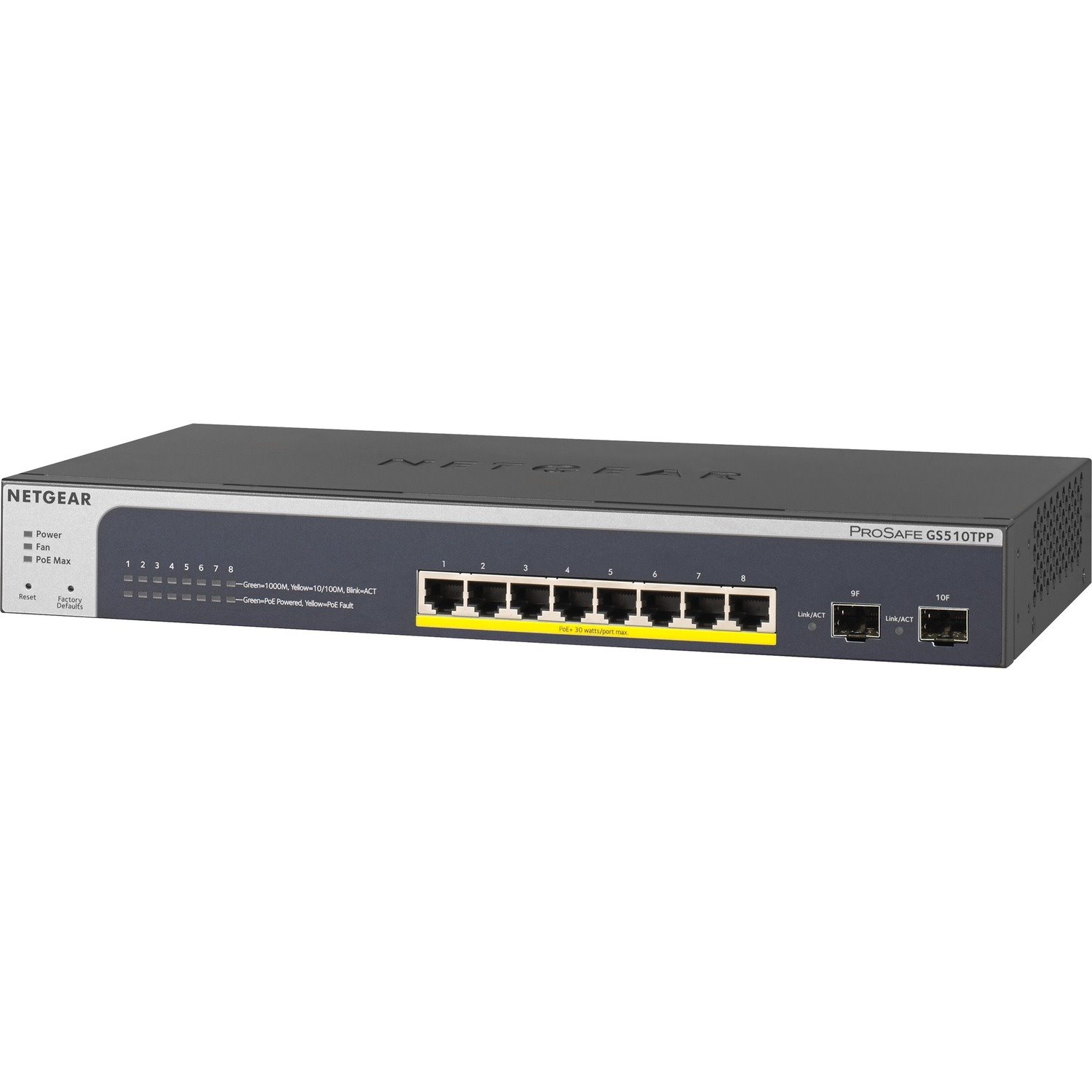 Netgear ProSafe GS510TPP 8 Ports Manageable Layer 3 Switch - Gigabit Ethernet - 1000Base-T
