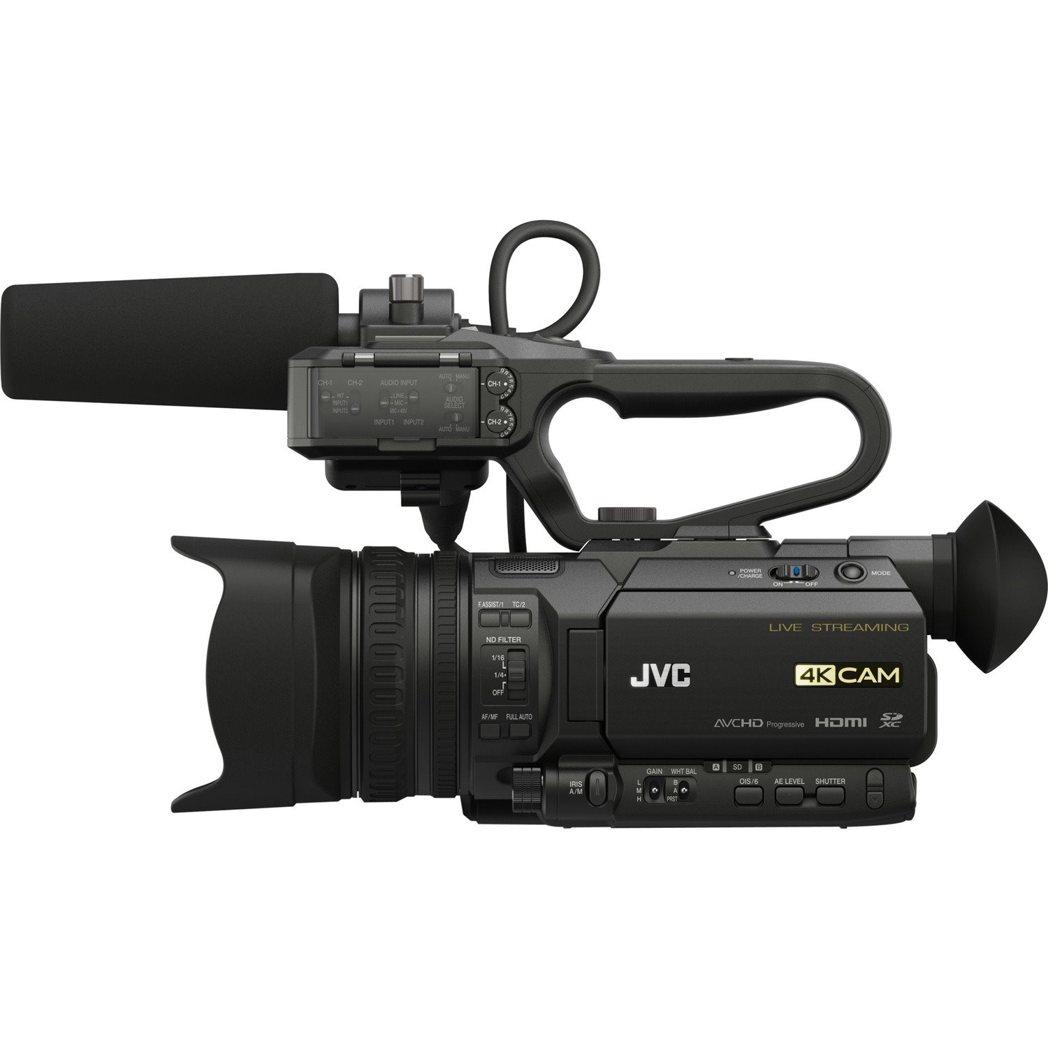 JVC GY-HM250U 4KCam Compact Handheld Camcorder with Integrated 12x Lens