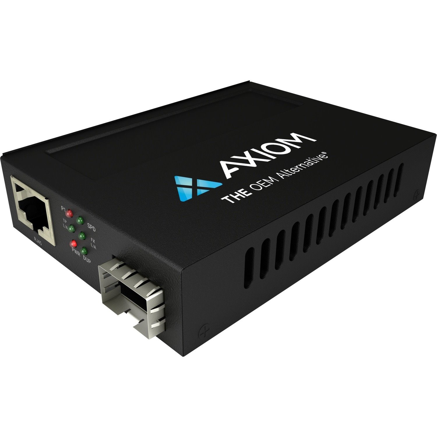 Axiom 1Gbs POE+ RJ45 to SFP Fiber Media Converter - Open SFP Port