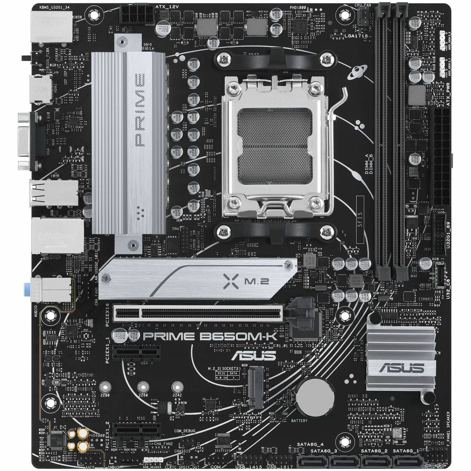 Asus Prime B650M-K Gaming Desktop Motherboard - AMD B650 Chipset - Socket AM5 - Micro ATX