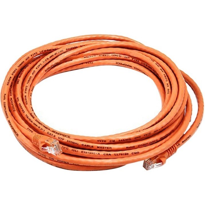 Monoprice Cat6 24AWG UTP Ethernet Network Patch Cable, 20ft Orange