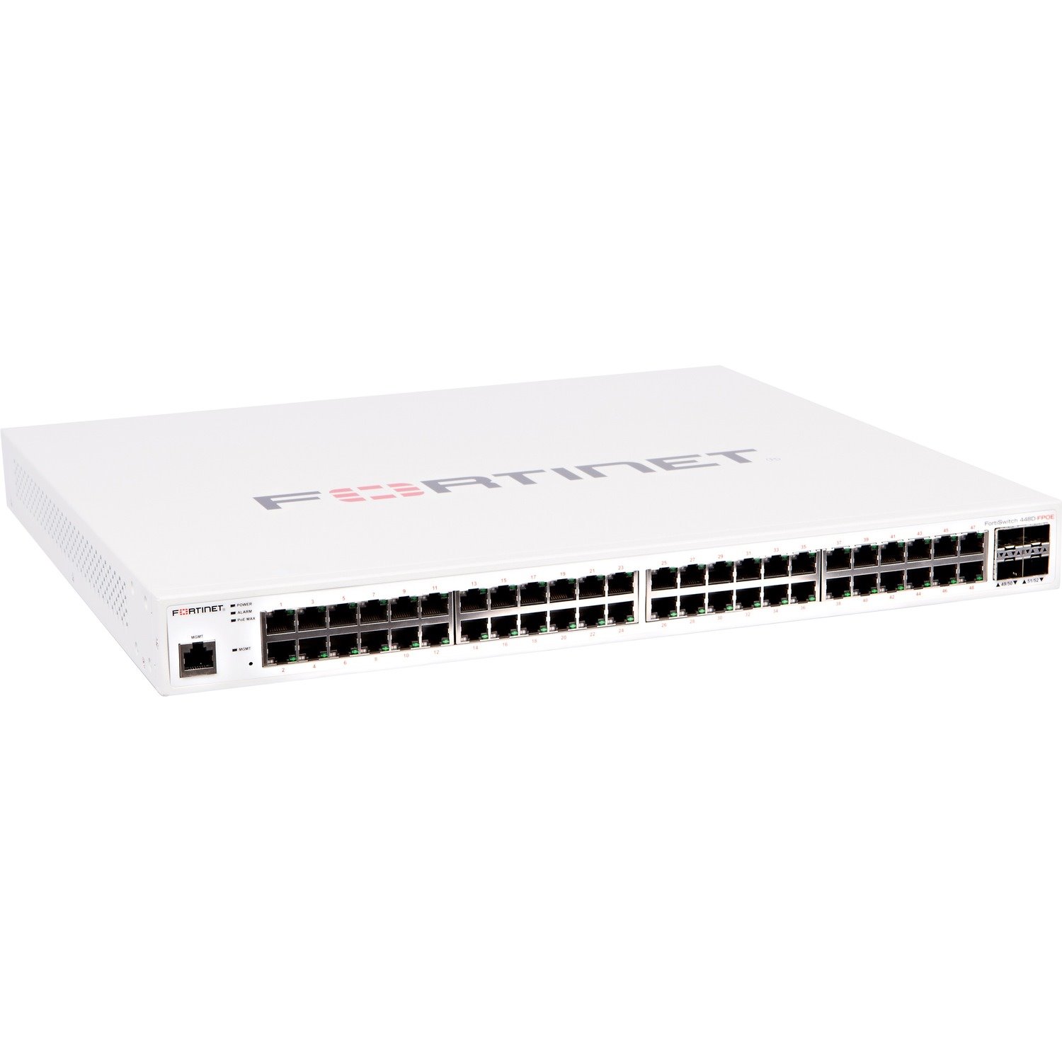 Fortinet FortiSwitch D 448D-FPOE 48 Ports Manageable Ethernet Switch - Gigabit Ethernet, 10 Gigabit Ethernet - 10/100/1000Base-TX, 10GBase-X