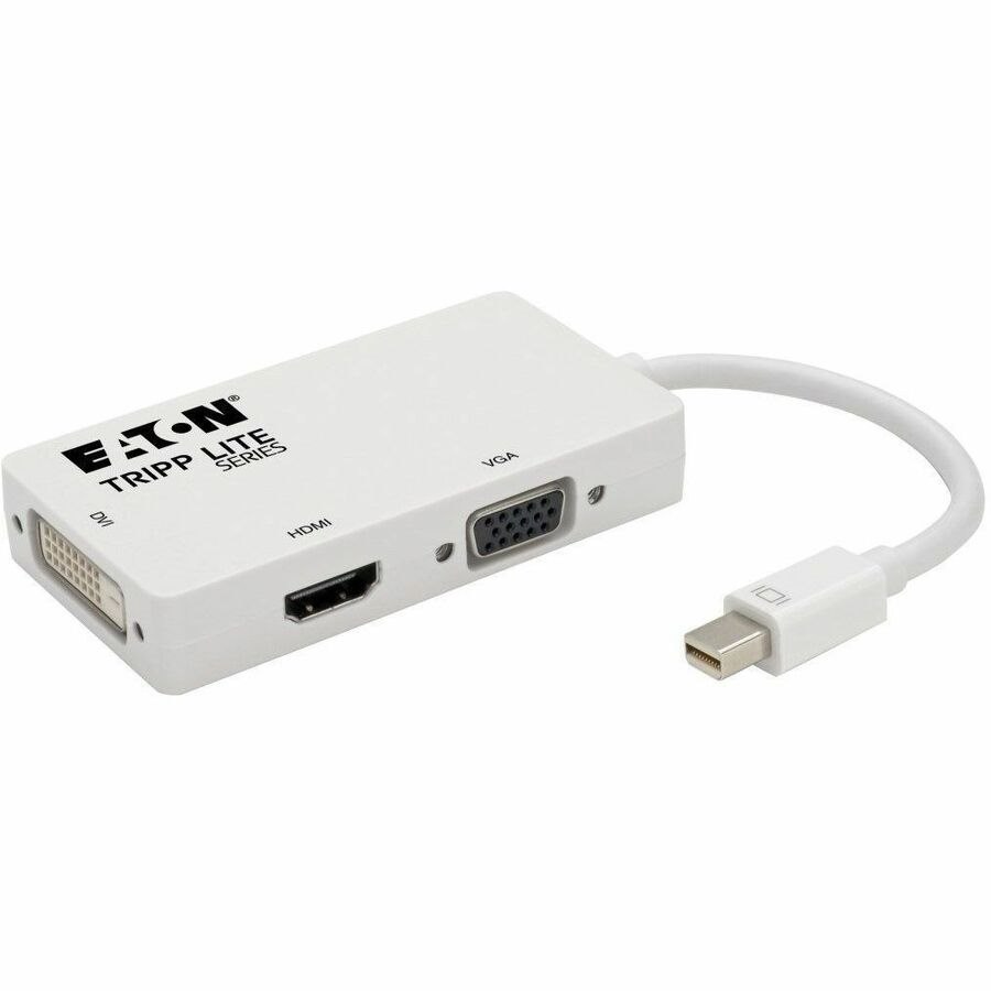 Eaton Tripp Lite Series Keyspan Mini DisplayPort to VGA/DVI/HDMI All-in-One Video Converter Adapter, 4K 30Hz HDMI, DP1.2, White, 6-in. (15.24 cm)