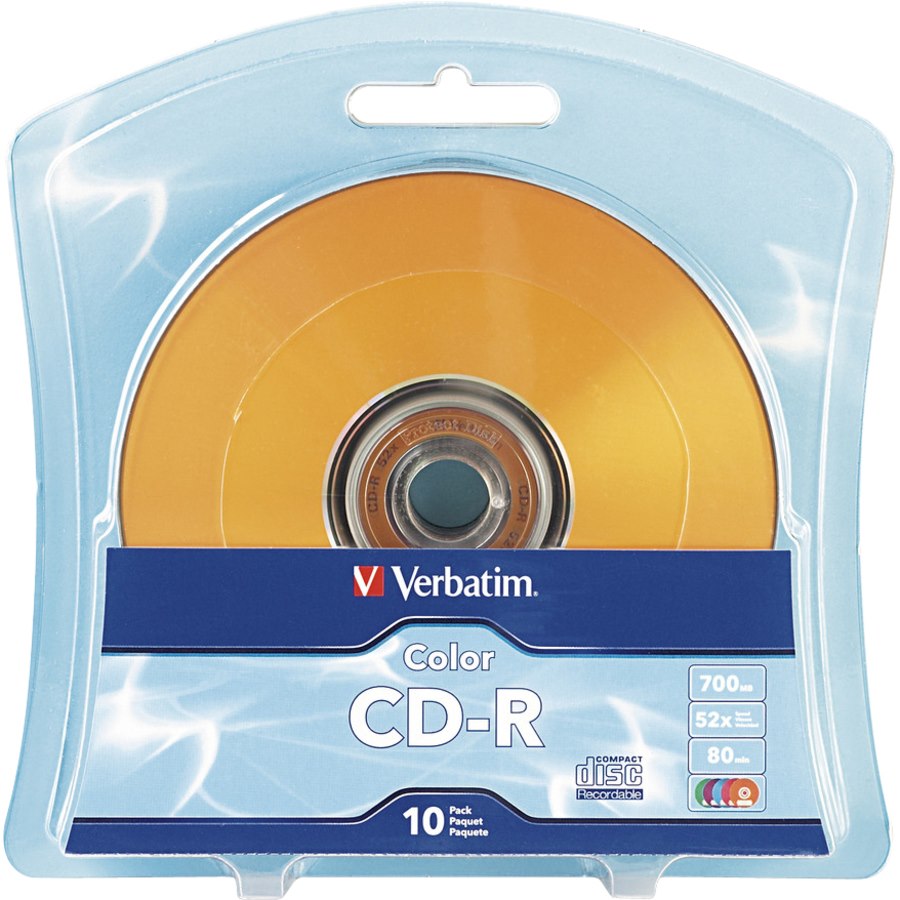 Verbatim CD-R 700MB 52X with Vibrant Color Surface - 10pk Blister, Assorted