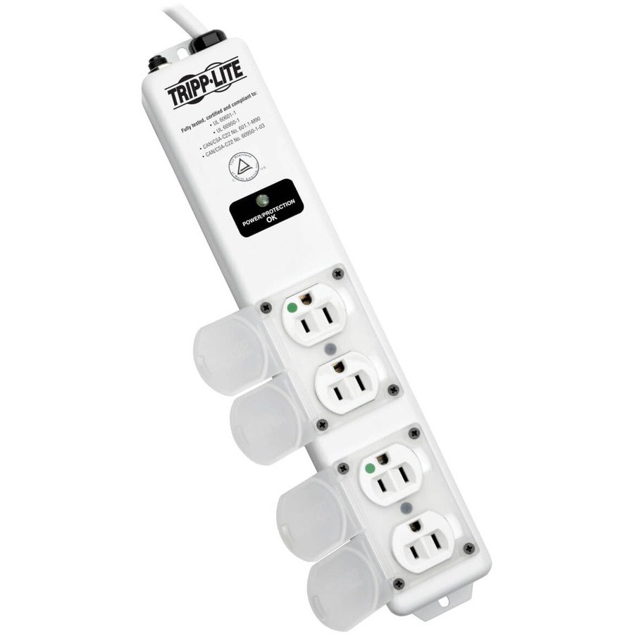 Tripp Lite by Eaton Safe-IT UL 60601-1 Medical-Grade Surge Protector for Patient-Care Vicinity, 4x Hospital-Grade Outlets, 15 ft. Cord, Antimicrobial Protection