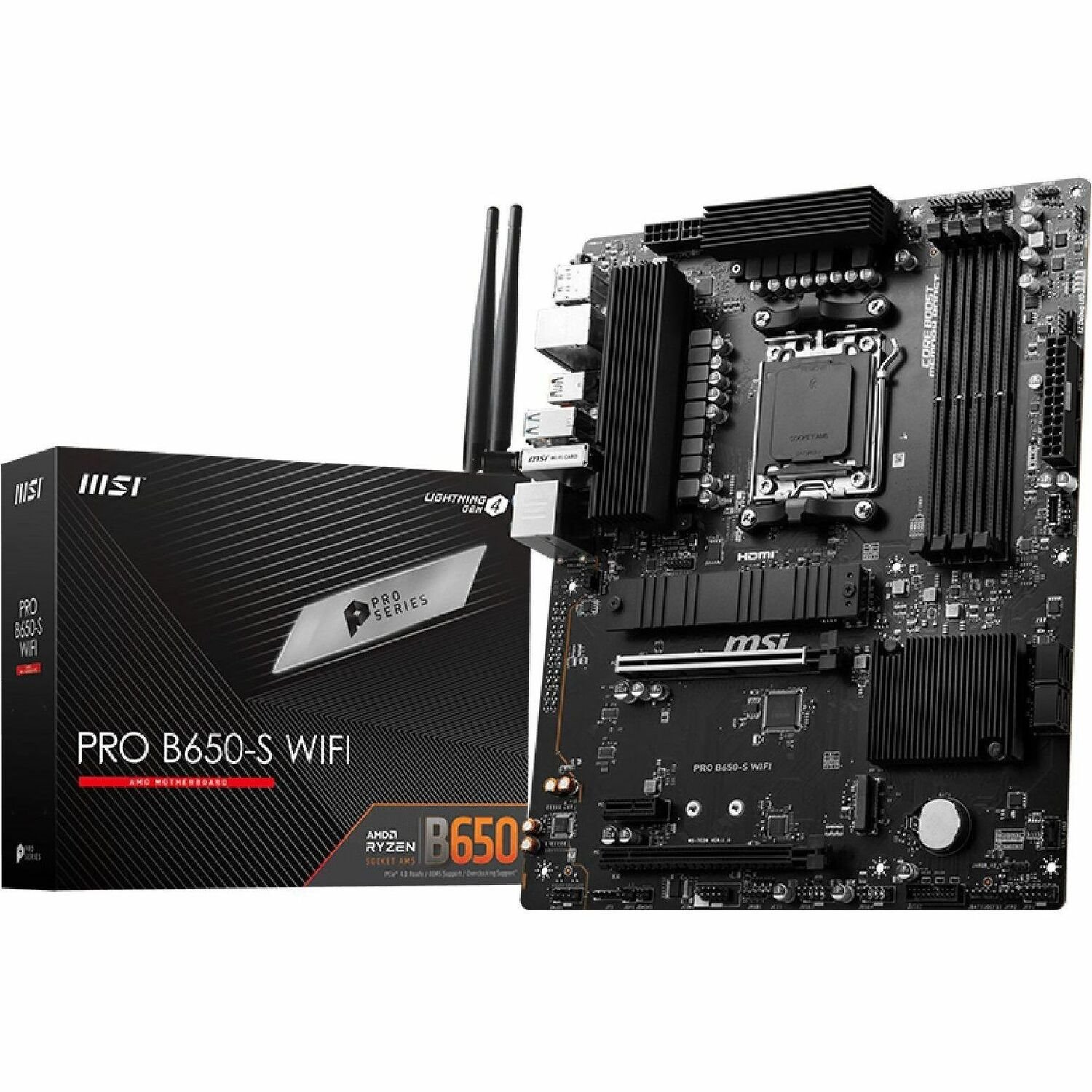 MSI PRO B650-S WIFI Gaming Desktop Motherboard - AMD B650 Chipset - Socket AM5 - ATX