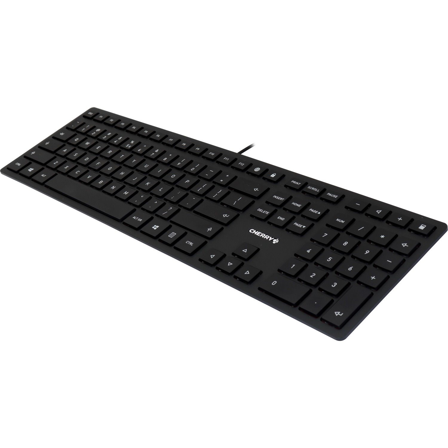 CHERRY KC 6000 SLIM Keyboard - Cable Connectivity - USB Interface - English (US) - QWERTZ Layout - Black