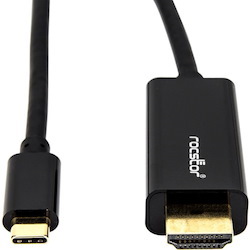 Rocstor premium 6ft USB-C to HDMI Cable M/M - USB Type-C to HDMI Male to Male 6 ft (2m) - USB Type C supports up to 4K 30Hz - USB-C to HDMI cable for Notebooks, Computers, Projector, Monitor, Workstation, Audio/Video Devices, Chromebook, MacBook Pro, MacBook, TV - Retail Pack - 1 x Type C Male USB - 1 x HDMI Male Digital Audio/Video - Black CABLE USB-C TO HDMI 4K