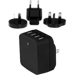 StarTech.com Travel USB Wall Charger &acirc;&euro;" 4 Port &acirc;&euro;" Black &acirc;&euro;" Universal Travel Adapter &acirc;&euro;" International Power Adapter &acirc;&euro;" USB Charger