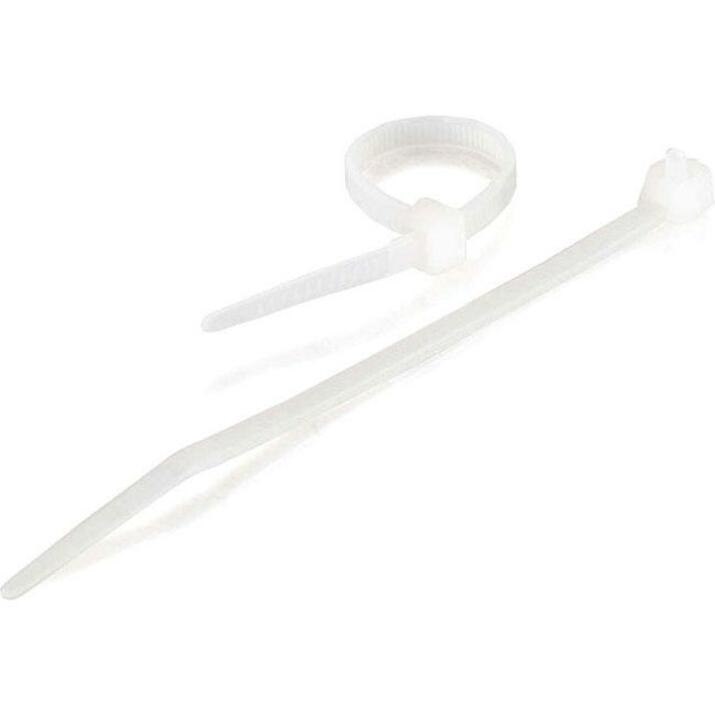 C2G 7.75in Releasable/Reusable Cable Ties - White - 50pk