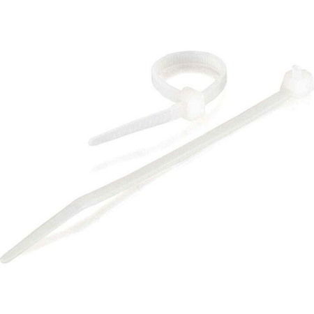 C2G 7.75in Releasable/Reusable Cable Ties - White - 50pk